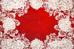 红色背景白色蕾丝花边图案