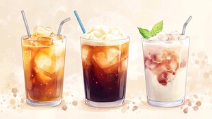 三款美味冰饮插画展示