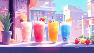 多彩美味果汁的视觉盛宴