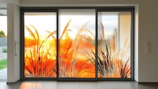 梦幻芦苇玻璃移门装饰