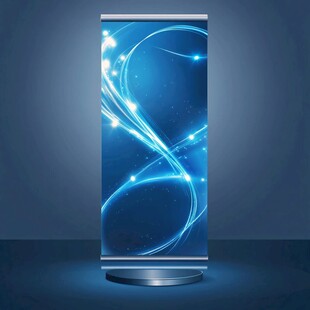 蓝色科技风易拉宝展示图