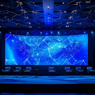 科技感舞台背景与座椅