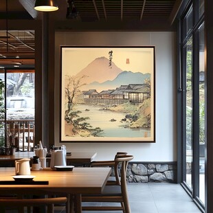 日式餐厅内的山水挂画