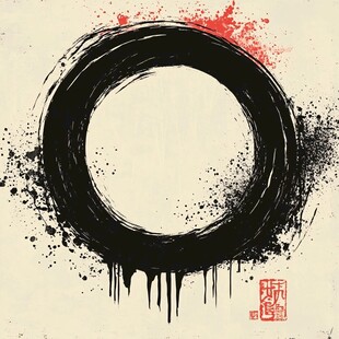 水墨圆环艺术画作