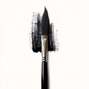 黑色画笔与笔触特写