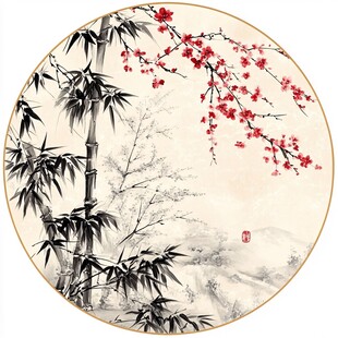 梅竹图 中式写意花鸟意境