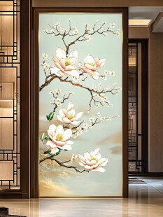 中式玉兰花玄关装饰画