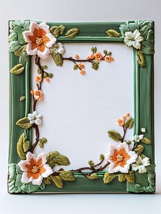 绿框花卉装饰画框