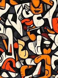 抽象涂鸦风格字母艺术图案