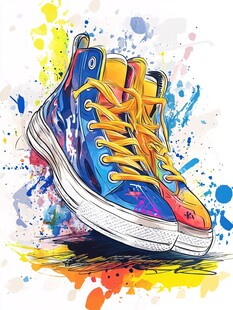 多彩涂鸦风高帮运动鞋