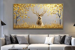 金色麋鹿装饰画 家居新格调