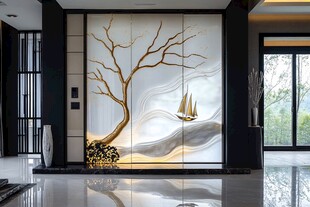 中式屏风 金树帆船艺术装饰