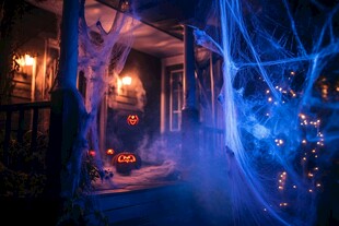 诡异氛围的万圣节庭院布置