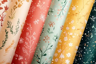 多彩花卉图案包装纸