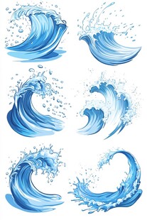 动感蓝色海浪水花素材