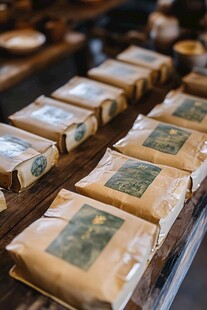 传统包装茶叶整齐陈列