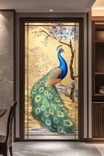 中式玄关孔雀精美艺术画