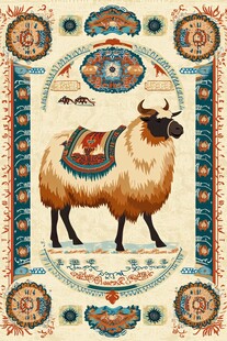 藏风牦牛图案装饰画