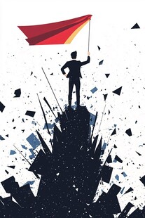 登顶者 挥舞旗帜展豪情