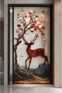 中式玄关梅花鹿精美装饰画