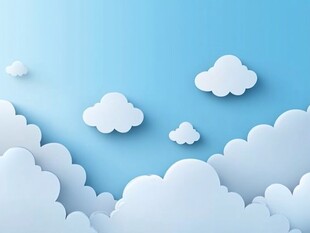 梦幻蓝色纸艺云朵背景