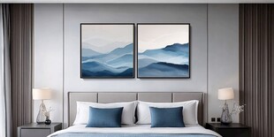 现代简约风卧室的山水挂画