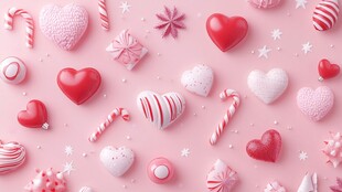 浪漫粉色系爱心糖果图案