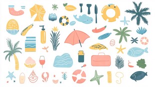 夏日海滩度假元素集合