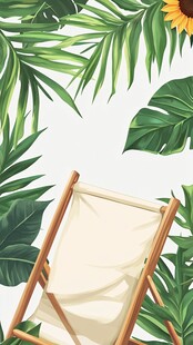 夏日躺椅旁的绿植风光