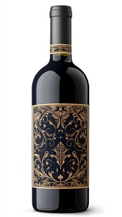 奢华花纹红酒瓶展示