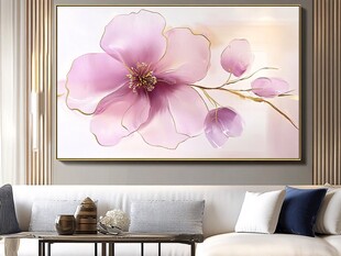 粉色花卉挂画装饰客厅