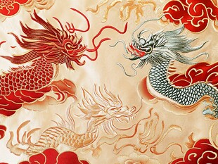 双龙戏珠中式传统刺绣图案