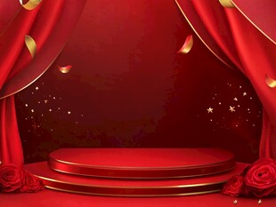 红色舞台庆典背景场景