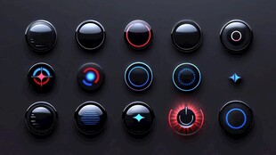 酷炫黑底发光按钮集合