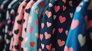 心形图案多彩服装展示