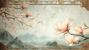 中式玉兰山水雅致图景