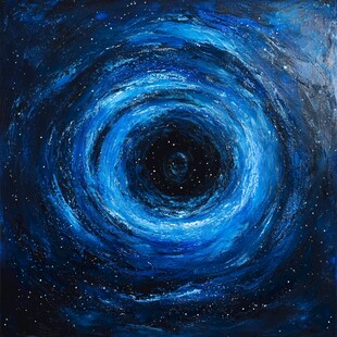 蓝色星空漩涡油画艺术