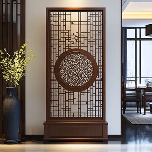 中式实木雕花屏风隔断