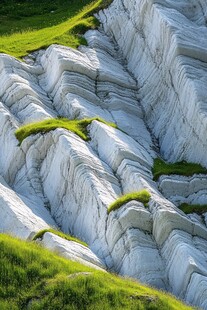 褶皱山体上的翠绿生机