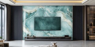 现代客厅之绿玉石电视背景墙