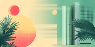 夏日热带风情几何插画