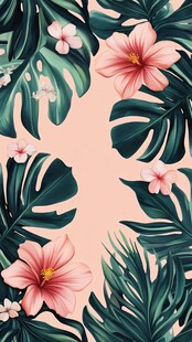 热带花卉与绿植装饰画