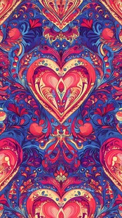 浪漫心形花纹图案设计