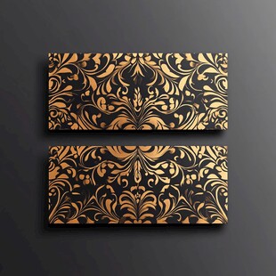 黑金花纹商务名片模板