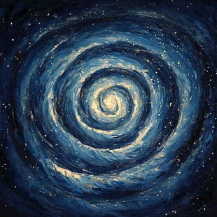 梦幻星空漩涡油画作品