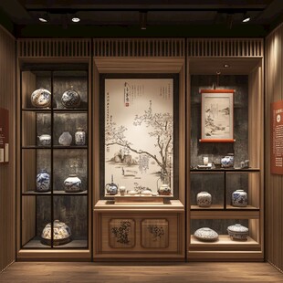 中式瓷器展柜的雅致陈列
