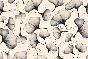 银杏叶手绘无缝图案背景