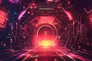 未来科技感的炫彩科幻隧道