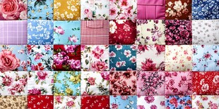 多彩花卉图案布料集合