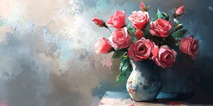 花瓶中的粉色玫瑰花束